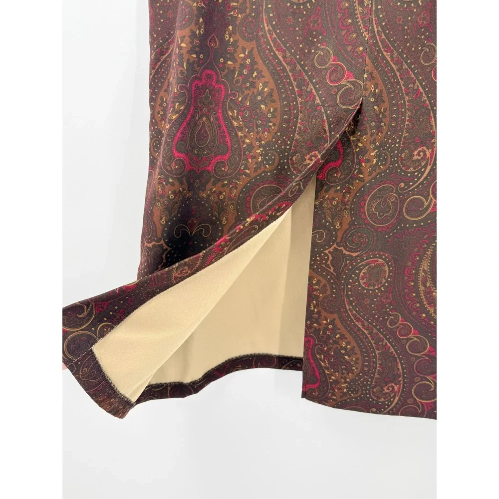 Vtg 90s Maxi Skirt Womens sz 14 Brown Paisley Practical Magic Phoebe office